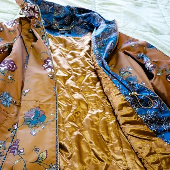 Dennis Basso Brown Printed Water-Resistant Zip Front Anorak Jacket with Hood L - Picture 8 of 8